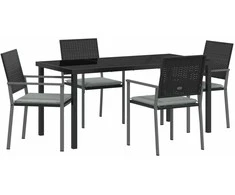 Lauko baldų komplektas Sodo valgomojo komplektas 5 pcs Juoda ir šviesiai pilka