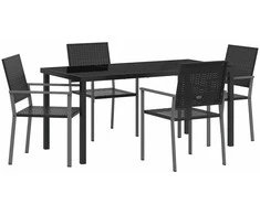 Lauko baldų komplektas Sodo valgomojo komplektas 5 pcs Juoda PE ratanas