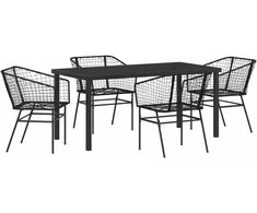 Lauko baldų komplektas Sodo valgomojo komplektas 5 pcs Juoda poliratanas
