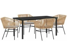 Lauko baldų komplektas Sodo valgomojo komplektas su pagalve 5 pcs Ruda