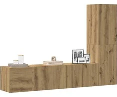 TV staliukas 3 dalių sieninis televizoriaus spintelės komplektas Artisan Oak
