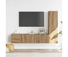 TV staliukas 3 dalių sieninis televizoriaus spintelės komplektas Artisan Oak