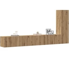 TV staliukas 3 dalių sieninis televizoriaus spintelės komplektas Artisan Oak