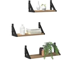 Sieninė lentyna Tvirtinamas prie sienos 3 pcs Dūminis ąžuolas