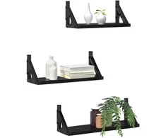 Sieninė lentyna Tvirtinamas prie sienos 3 pcs Juodas ąžuolas