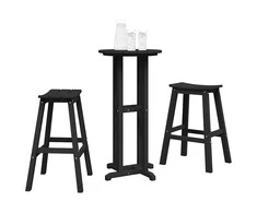 Lauko baldų komplektas Sodo baro komplektas 3 pcs Juoda HDPE