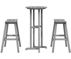 Lauko baldų komplektas Sodo baro komplektas 3 pcs Šviesiai pilka HDPE