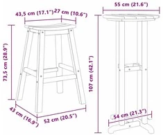 Lauko baldų komplektas Sodo baro komplektas 3 pcs Balta HDPE