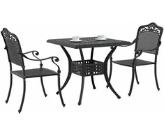Sodo stalo komplektas 3 pcs Juoda Liejamasis aliuminis