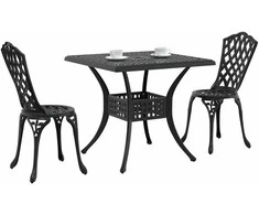 Sodo stalo komplektas 3 pcs Juoda Liejamasis aliuminis