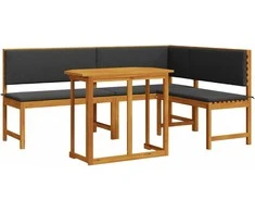 Lauko baldų komplektas Sodo suolelių komplektas 3 pcs Ruda Kietos akacijos mediena