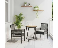Lauko baldų komplektas Sodo Bistro Rinkinys 3 pcs Juoda poliratanas