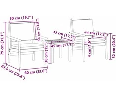 Sodo Sofų Rinkinys 3 pcs Kreminė balta Kietos akacijos mediena