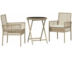 Lauko baldų komplektas Sodo Bistro Rinkinys 3 pcs Smėlio poliratanas