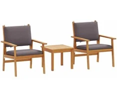 Sodo Sofų Rinkinys 3 pcs Antracitas Kietos akacijos mediena