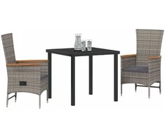 Lauko baldų komplektas Sodo valgomojo komplektas su pagalve 3 pcs Pilka