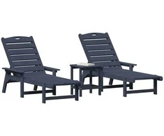Saulės gultas 3 pcs Tamsiai mėlyna Polietilenas