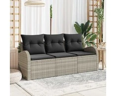 Sodo Sofų Rinkinys 3 pcs Šviesiai pilka Poli ratanas