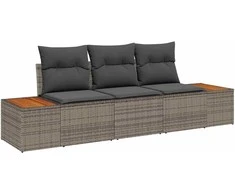 Sodo Sofų Rinkinys su saugykla 3 pcs Pilka Poli ratanas