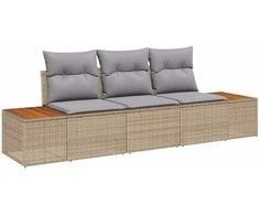Sodo Sofų Rinkinys 3 pcs smėlio ir šviesiai pilkos spalvos