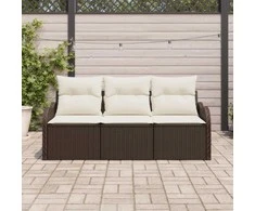 Lauko baldų komplektas Sodo Sofų Rinkinys su saugykla 3 pcs Ruda Poli ratanas