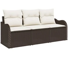 Lauko baldų komplektas Sodo Sofų Rinkinys su saugykla 3 pcs Ruda Poli ratanas