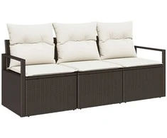 Lauko baldų komplektas Sofos komplektas 3 pcs Ruda poliratanas