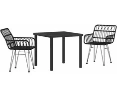 Lauko baldų komplektas Sodo valgomojo komplektas 3 pcs Juoda