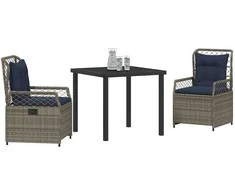 Lauko baldų komplektas Sodo valgomojo komplektas 3 pcs Pilka poliratanas