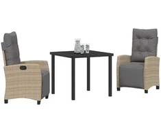 Lauko baldų komplektas Sodo valgomojo komplektas su pagalve 3 pcs Smėlio poliratanas