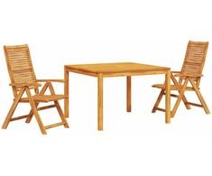 Lauko baldų komplektas Sodo valgomojo komplektas 3 pcs Ruda Kietos akacijos mediena