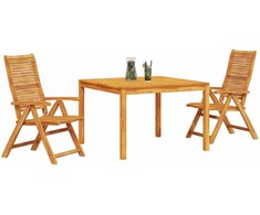 Lauko baldų komplektas Sodo valgomojo komplektas 3 pcs Ruda Kietos akacijos mediena