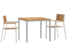 Lauko valgomojo komplektas 3 pcs Ruda Kieto teka medžio