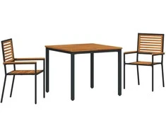 Sodo valgomojo komplektas 3 pcs Juoda ir Ruda poliratanas