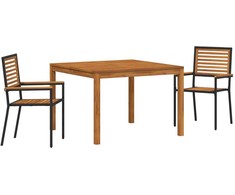Lauko baldų komplektas Sodo valgomojo komplektas 3 pcs Juoda Kietos akacijos mediena