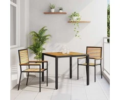 Sodo valgomojo komplektas 3 pcs Juoda ir Ruda poliratanas