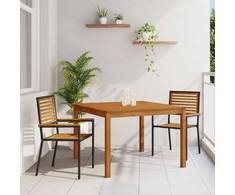 Lauko baldų komplektas Sodo valgomojo komplektas 3 pcs Juoda Kietos akacijos mediena