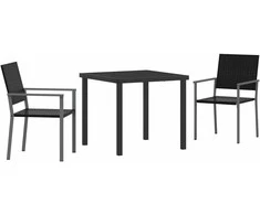 Lauko baldų komplektas Sodo valgomojo komplektas 3 pcs Juoda PE ratanas