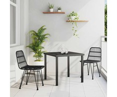 Lauko baldų komplektas Sodo valgomojo komplektas 3 pcs Juoda