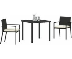 Lauko baldų komplektas Sodo valgomojo komplektas 3 pcs Juoda
