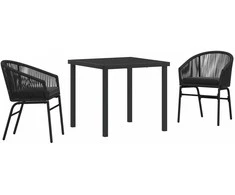 Lauko baldų komplektas Sodo valgomojo komplektas 3 pcs Juoda