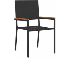 Lauko baldų komplektas Sodo valgomojo komplektas su pagalve 3 pcs Juoda poliratanas