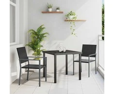Lauko baldų komplektas Sodo valgomojo komplektas 3 pcs Juoda PE ratanas