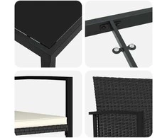 Lauko baldų komplektas Sodo valgomojo komplektas 3 pcs Juoda