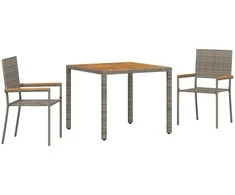 Sodo valgomojo komplektas 3 pcs Pilka poliratanas