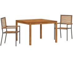 Lauko baldų komplektas Sodo valgomojo komplektas 3 pcs Pilka Kietos akacijos mediena