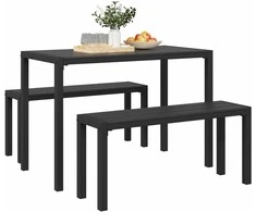 Lauko baldų komplektas Sodo valgomojo komplektas 3 pcs Antracitas Plienas