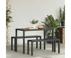 Lauko baldų komplektas Sodo valgomojo komplektas 3 pcs Antracitas Plienas