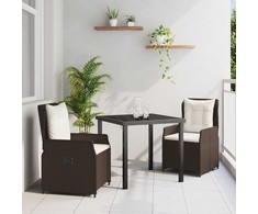 Lauko baldų komplektas Sodo valgomojo komplektas 3 pcs Ruda poliratanas