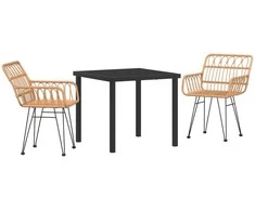 Lauko baldų komplektas Sodo valgomojo komplektas 3 pcs Ruda